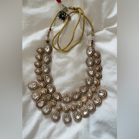Brand new antique gold & beaded Indian Pakistani gold precious Kundan Necklace - Picture 6 of 7